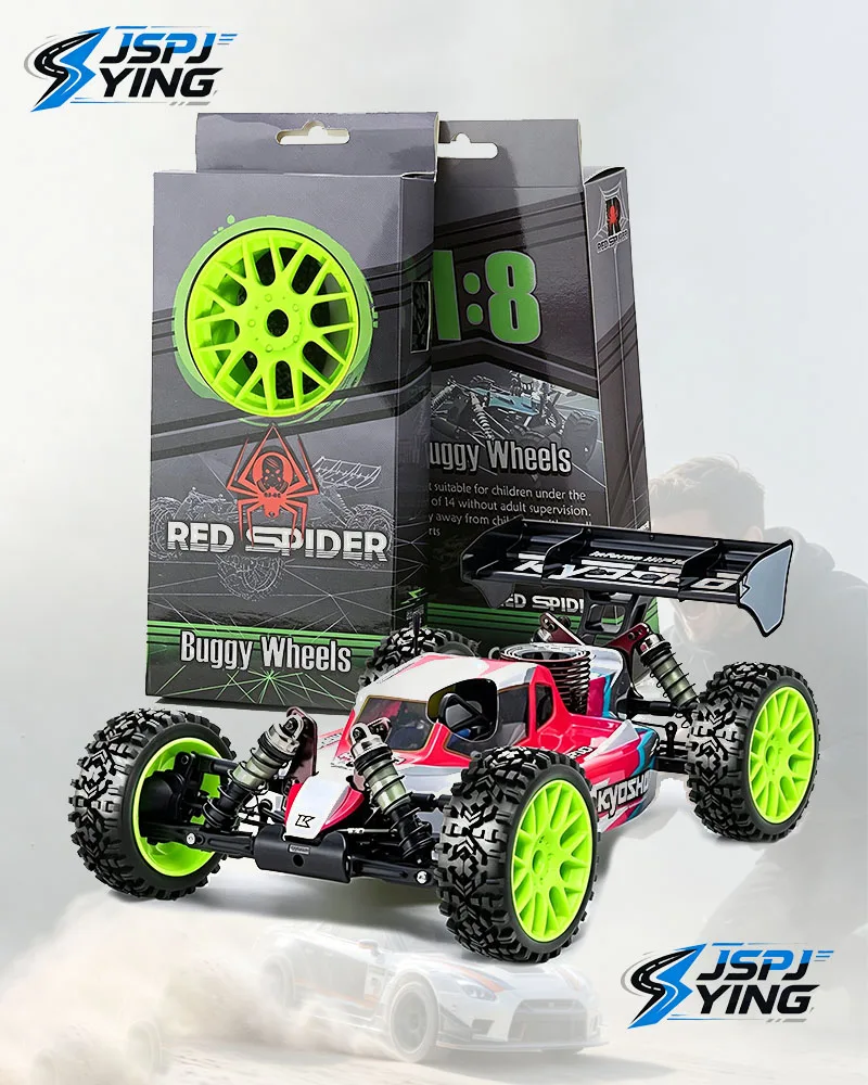 New Arrival 4Pcs 115mm Rim Wheel Tire Set Upgrade Parts Kit for 1/8 AE Associated RC8B3.1 Serpent Oil Powered Off Road RC Car