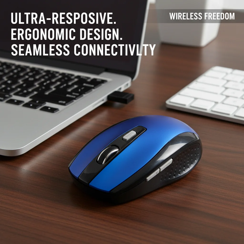 2.4G Wireless DPI Adjustable Optical Mouse 6-Buttons 4-Ways Scroll Ergonomic Office Slient Mouse For PC Computer Laptop Tablet