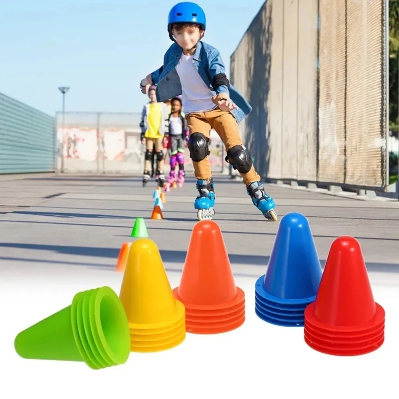10 pz/lotto Pattinaggio Marker Cono Rullo Calcio Calcio Marker Tazza Velocità Agilità Ostacolo Attrezzature Per L'allenamento Slalom Roller Skate Pile