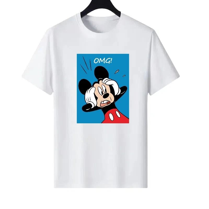 

Disney Mickey Mouse Woman Round Neck Print Parent-child Clothing Loose Tops Ladies Cheap Short Sleeves T-Shirt Men Sweatshirts