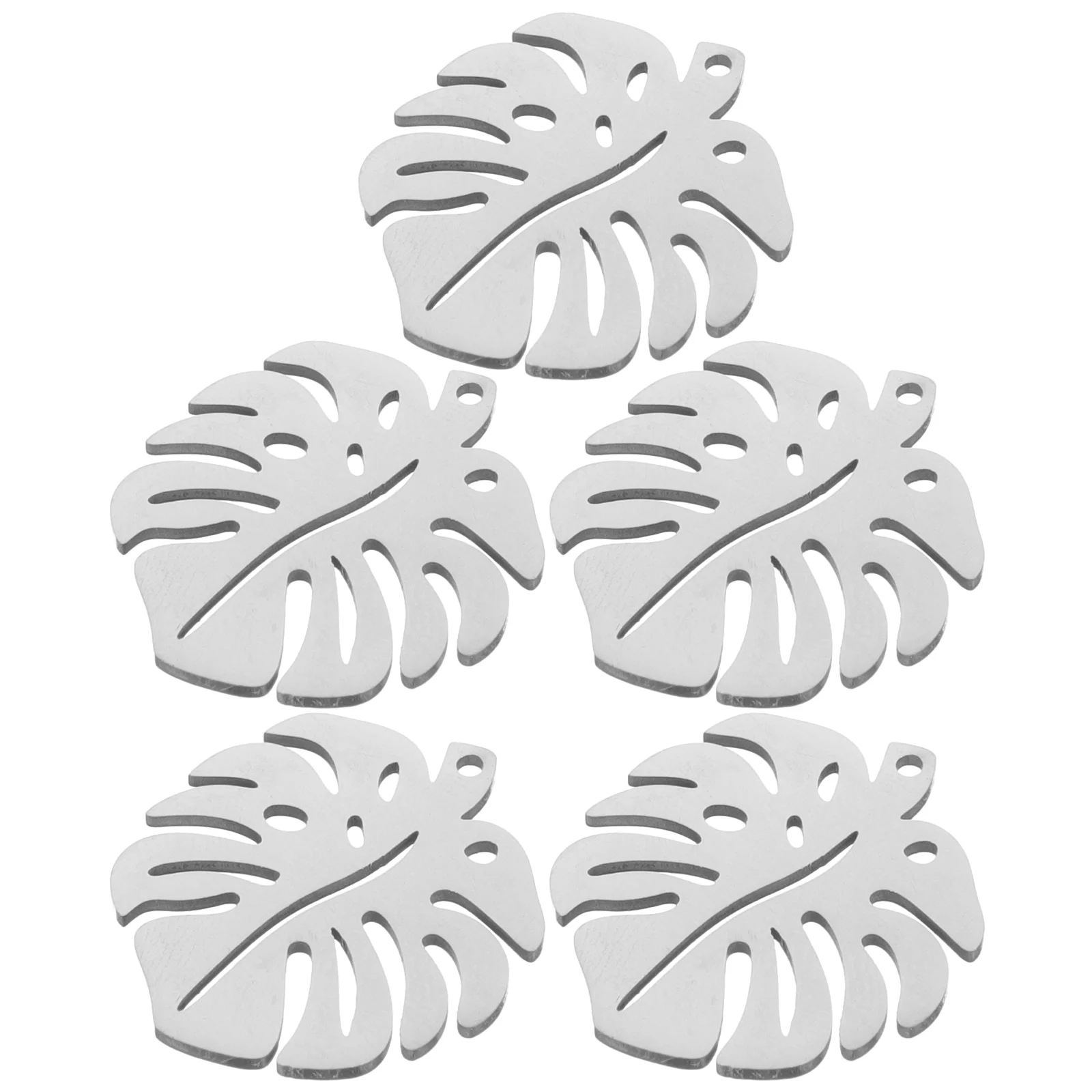 5 Pcs Monstera Leaf Ornament Bracelet Making Supplies DIY Necklace Pendants Supply Material 25x2cm Silver Charms Jewelry Metal