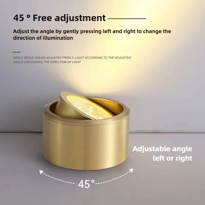 Modern Minimalism LED Ceiling Light Adjustable Angle Surface Copper Spotlight Living Room Background Corridor Room Home Decor