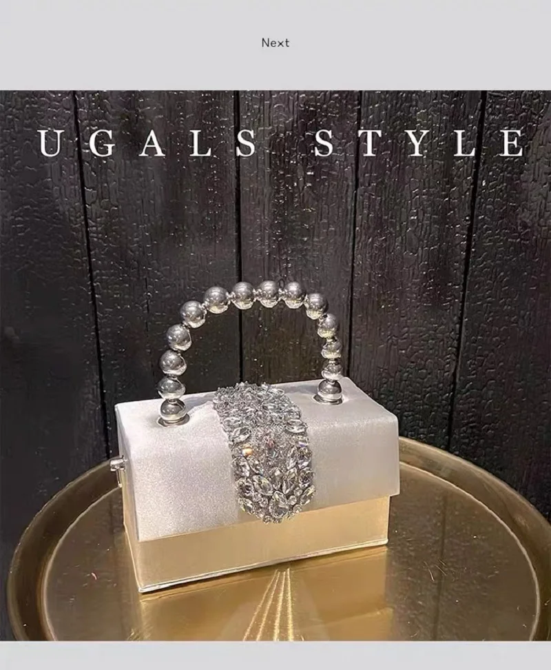 NONE Square Box Satin Clutch Silver 6