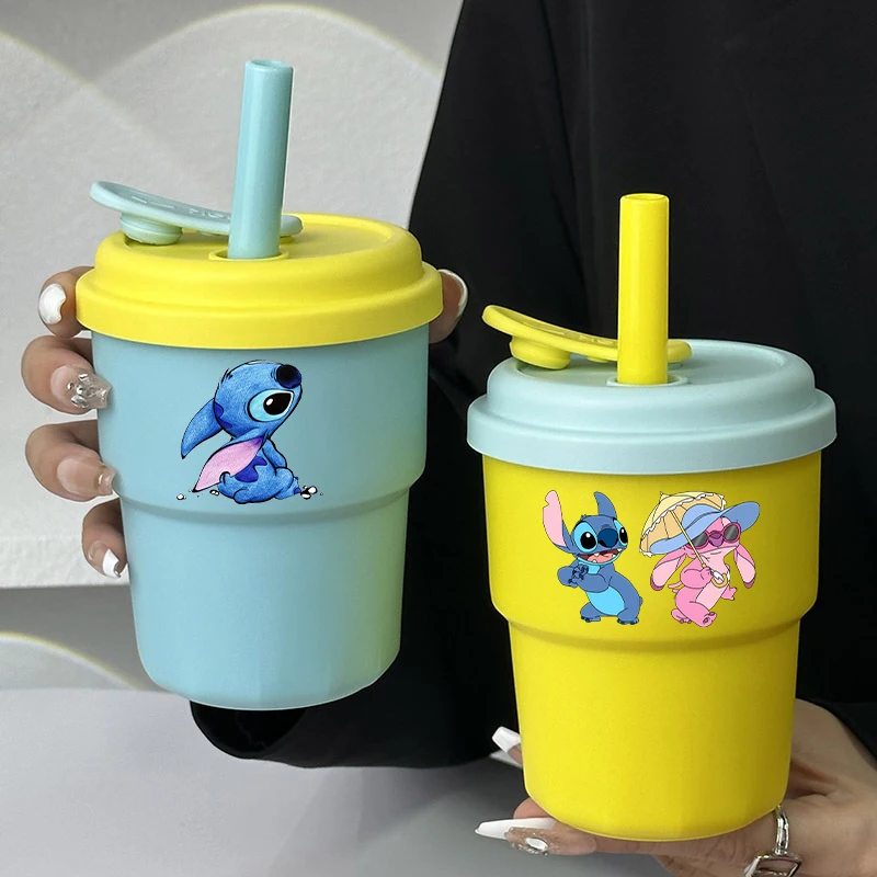 

380ml Anime Stitch Kawaii Silicone Water Cup for Men Women Disney Cartoon Fashion Cups Students Portable Cute Water Cup Gifts