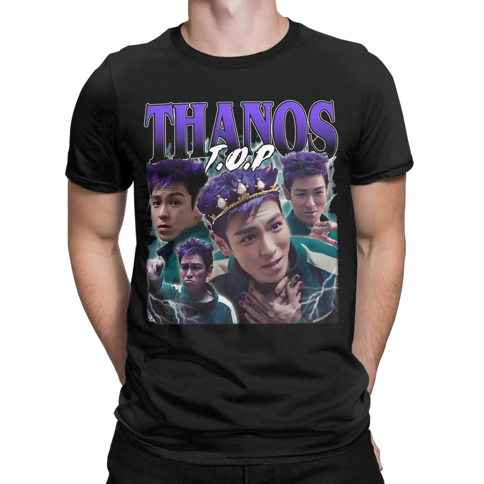 Kawaii تشوي سيونغ هيون T.O.P ثانوس في خمر تي شيرت للرجال النساء Crewneck قصيرة الأكمام تي شيرت القطن الصيف تي شيرت