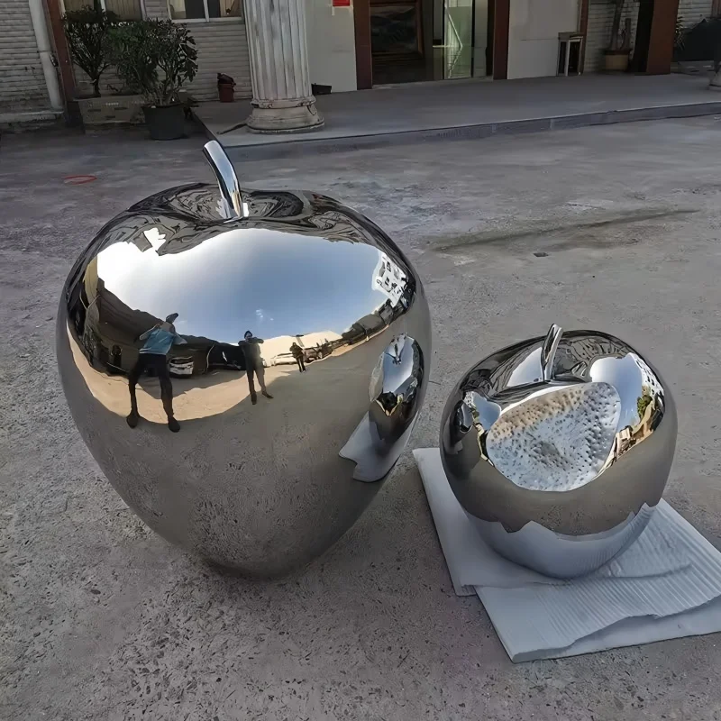 

Stainless steel apple sculpture ornament , Lawn，Garden Park, Square Shop, Shopping Mall, Hotel, Art Ornaments