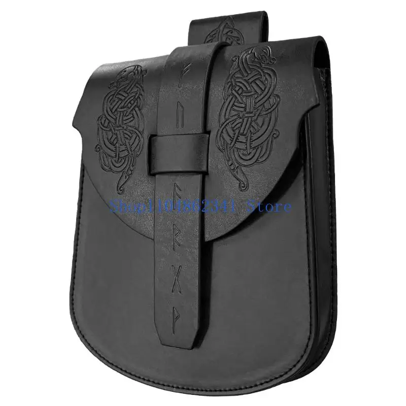 5asd pacote cintura couro medieval para homens mulheres role play vintage relevo cinto couro bolsa cintura bolsa