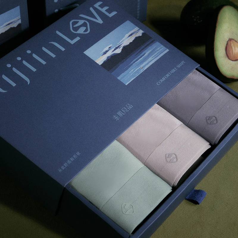 SUJIIN 3Pcs/Lot Men Panties Underwear Breathable Cotton Crotch Panties Modal Boxers Man 5A Antibacterial Panty Gift Box MR001