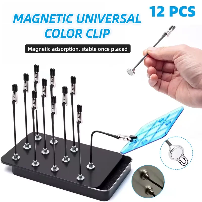 

12Pcs Model Painting Stand Base Holder Alligator Clip Sticks Magnetic Bendable for Airbrush Spray Hobby DIY Model Crafting ﻿