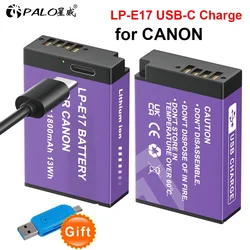 PALO 1800mAh LPE17 LP E17 LP-E17 Battery with USB-C Input for Canon EOS RP 200 250D M3 M5 M6 750D 760D T6i T6s 800D 8000D 77D