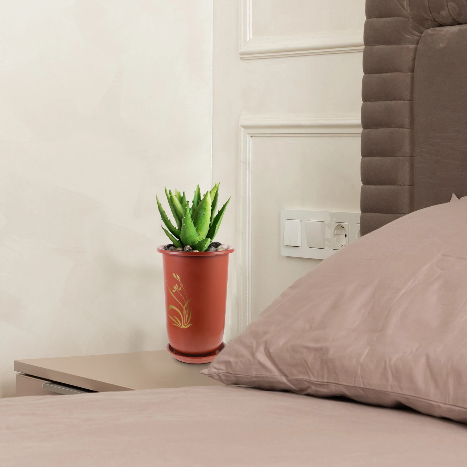 

2Sets Ceramic Orchid Flowerpots Premium Plastic Plant Nursery Pots for Indoor Plants Home Decoration Modern Stylish Planter