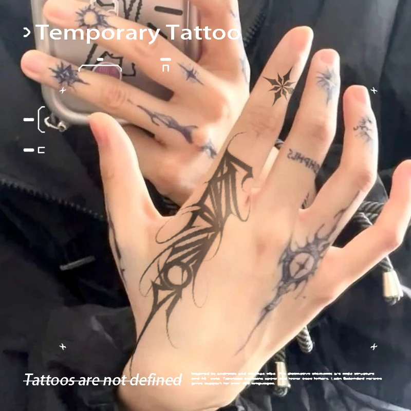 Dark Gothic Text Herbal Juice Tattoo Sticker Waterproof Fake Tatto for Women Men Temporary Tattoos Tatoo Tatuaje Cheap Goods Art