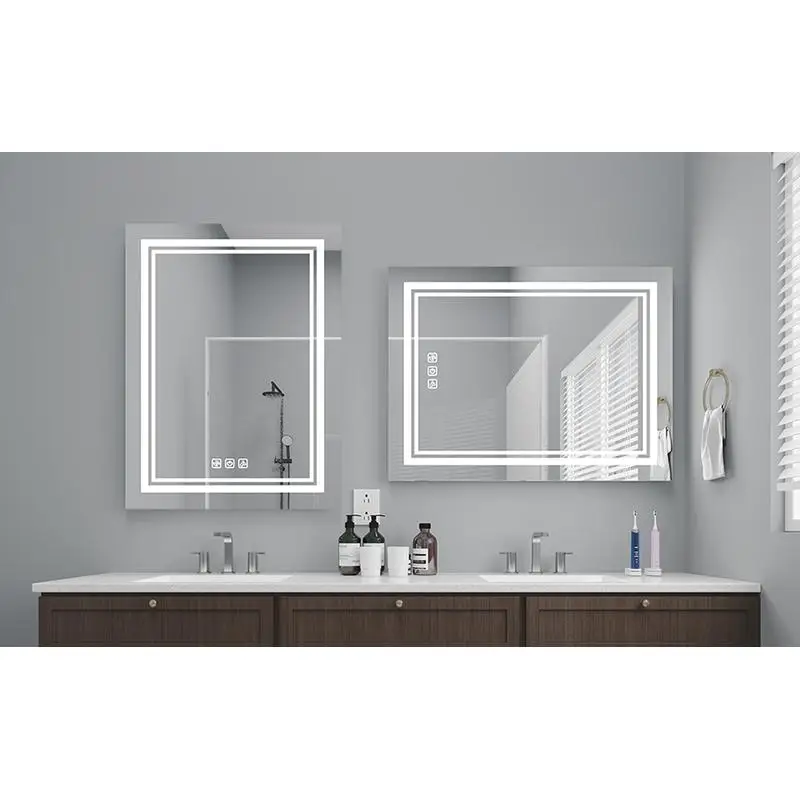 

40" x 24" LED Bathroom Mirror with Front Light, 5 Min Defog, HD Reflection, 3 Color Dimming, Wall-Mounted, Modern Design