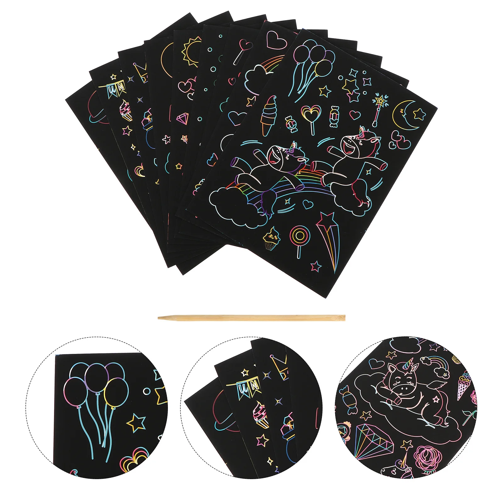 

1Set Unicorn Kids Scratch Painting Paper DIY Graffiti Tool Creative Drawing Set Children Party Favors Family Craft Activity