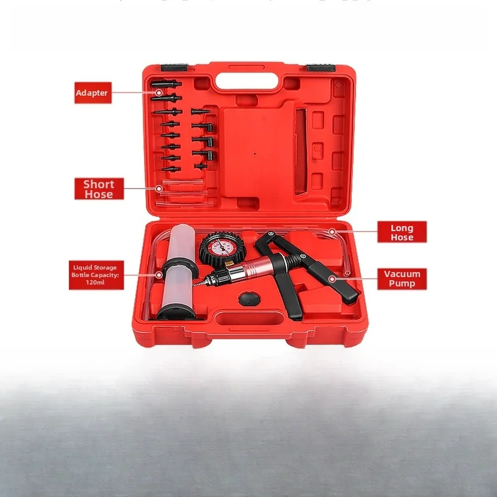 Manual Brake Bleeder Kit 22PCS with Vacuum Pump for Brake Fluid Removal and Pressure Testing on Cars Trucks and SUVs