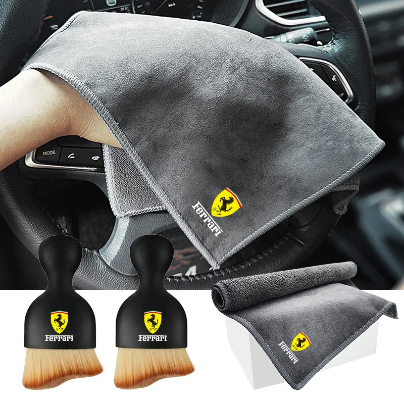 Toalha de microfibra para lavagem de carro, pano de secagem, escova macia de limpeza para ferrari roma aranha 488 sf90 360 f8 f80 275 kc23 f40 acessórios