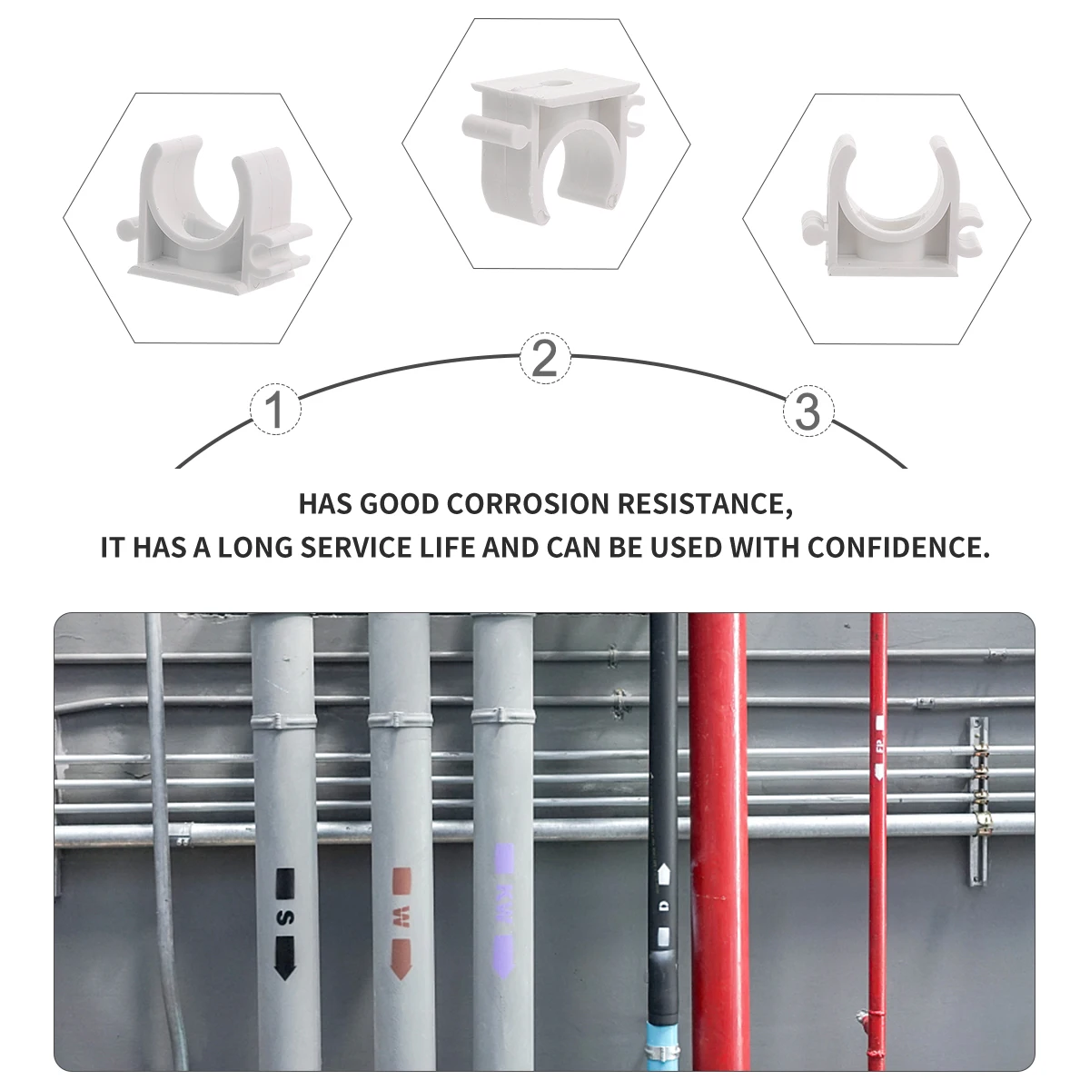 

100pcs Pipe U Shape Plastic Water Clamps Clips For Electrician Tube Support Hook Riding Horse Clamp Wall Fixed Holder Pvc Clamp