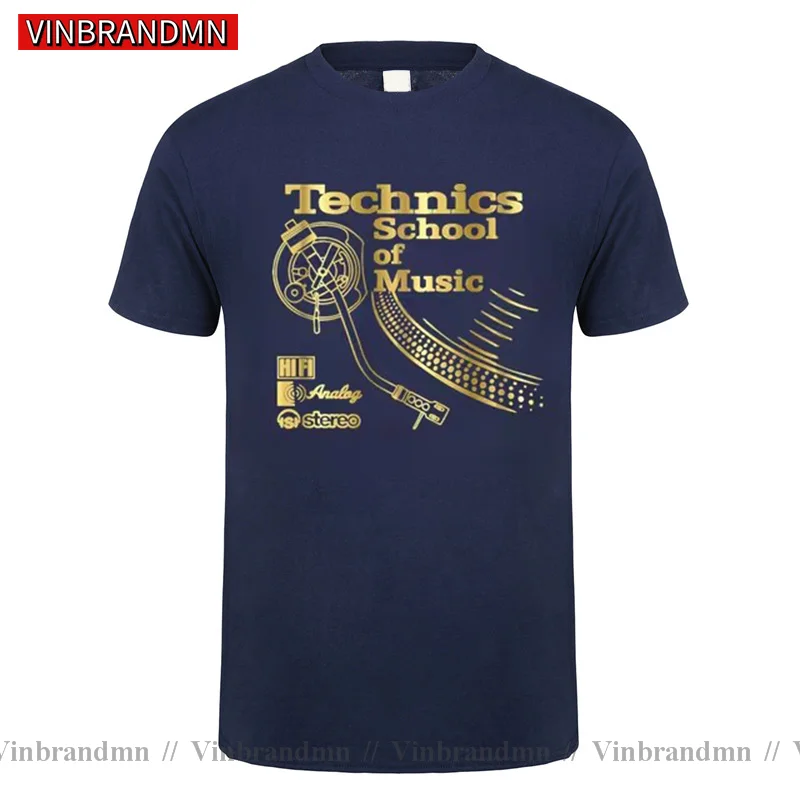 VINBRANDMN Retro Deejay shirt Long Play tshirt Technics School of Music T-shirt men Vintage DJ music T shirt 2020 Newest Fashion