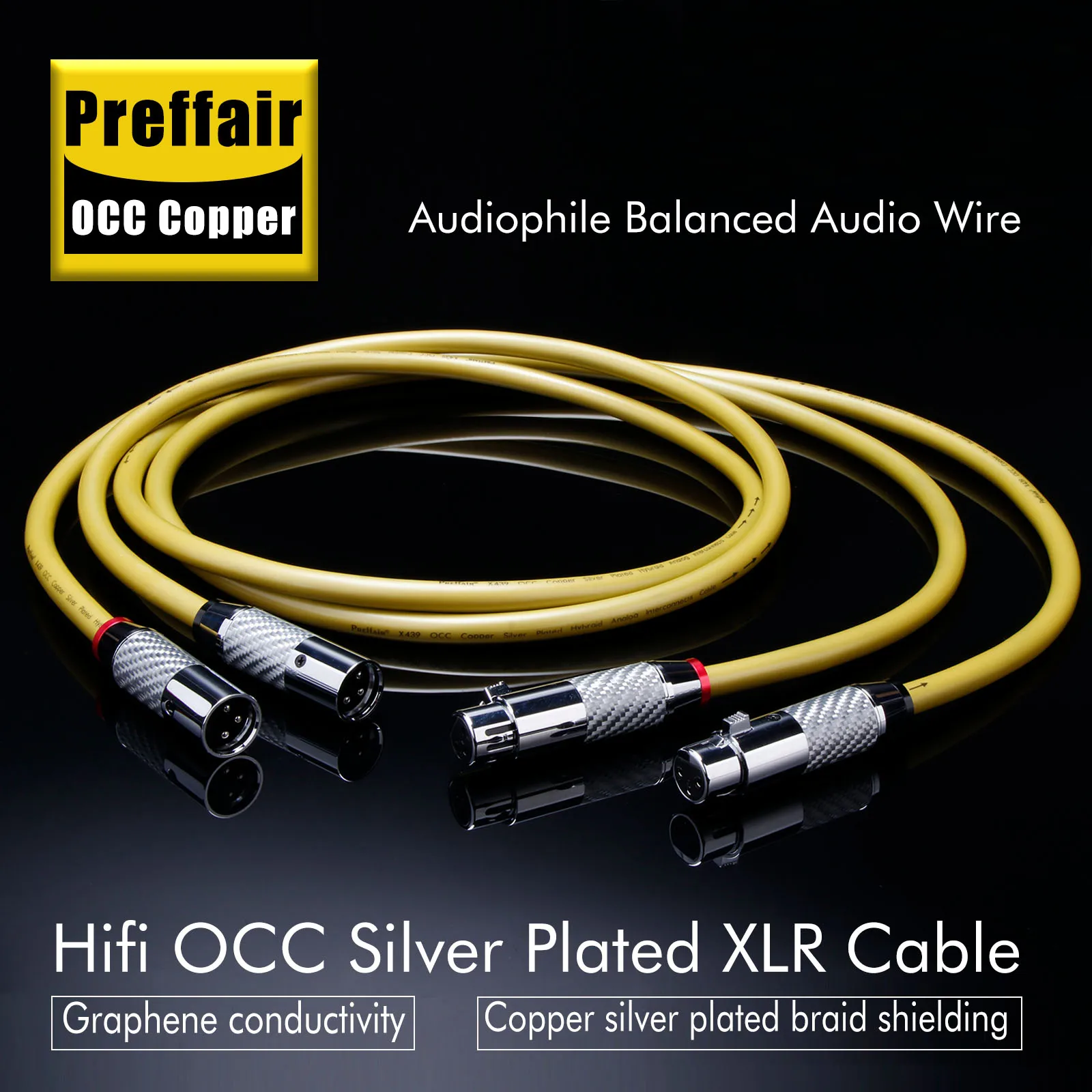 High Quality XRL Balanced Audio Cable OCC Silver Plated XLR Cables Copper Silver Plated Shielding with Carbon Fiber Connector