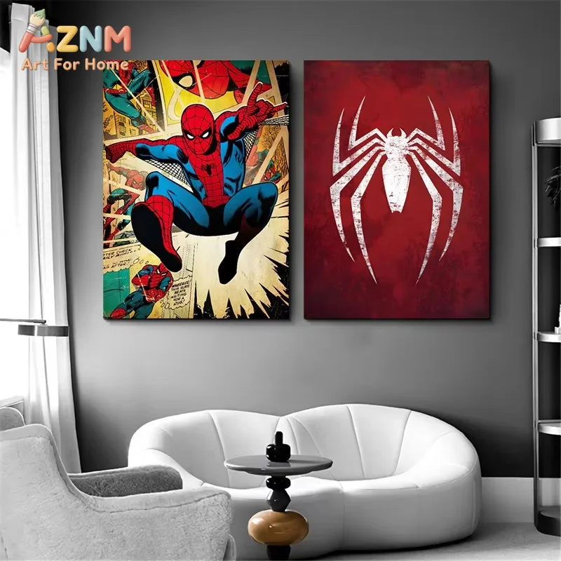 AZNM Hot Anime S-spiderM-man Poster Cartoon Art Canvas Painting Only Painting Core for Internet Cafe Bar Room Wall Gifts