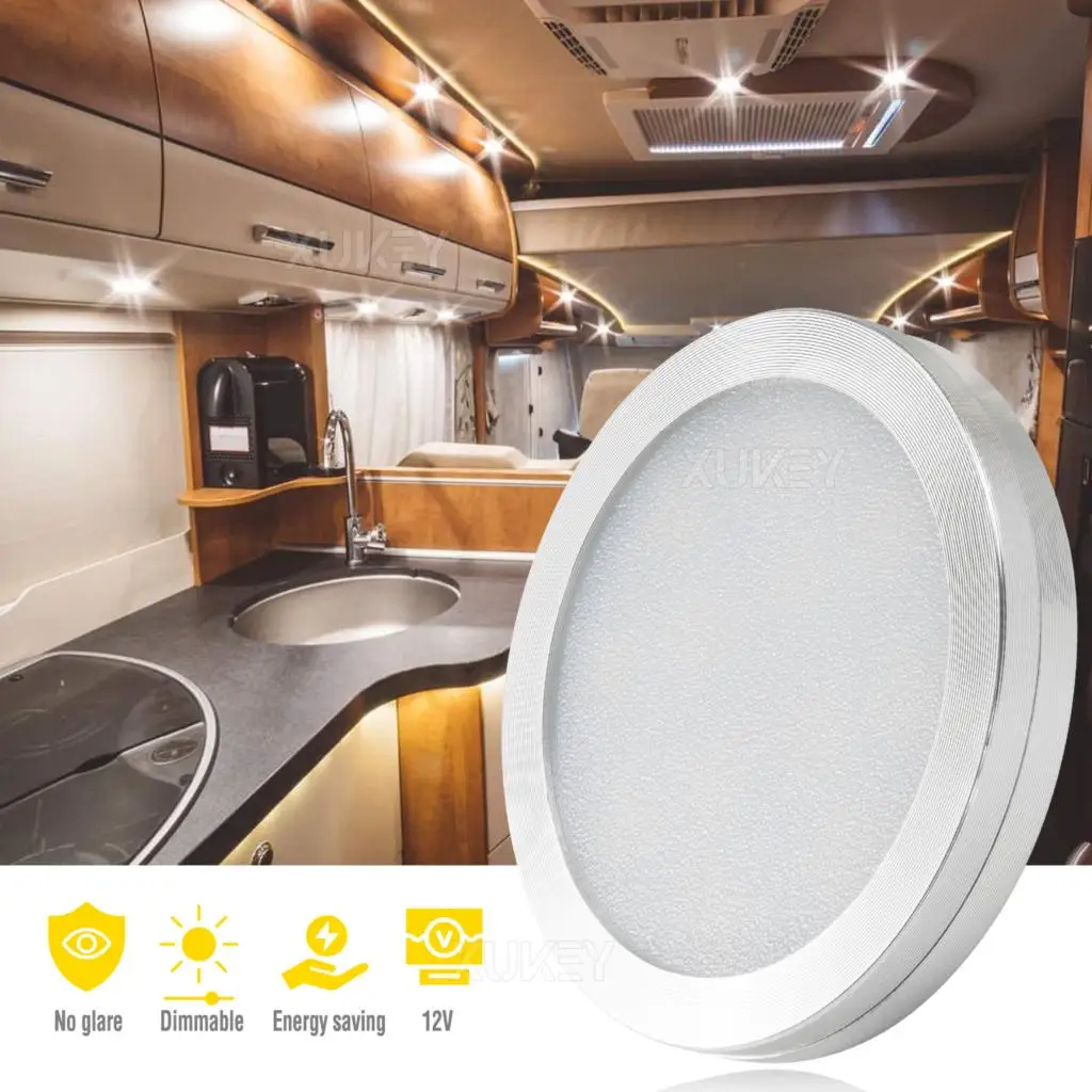 6x Round 60mm 2.4inch RV Interior Lights White 4000K Dimmable LED Under Cabinet Light Roof Ceiling Spot Lights Boat Kitchen Home image 5
