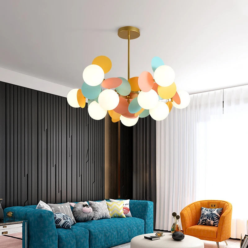 Nordic modern warm chandelier ceiling lamp personality creative living room dining room lamp macaroon online celebrity ins room