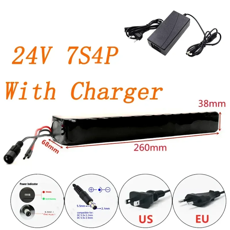 

24V 80Ah Large Capacity Battery Pack 7S4P 29.4V BMS Original Electric Bicycle Wheelchair Scooter Lithium Battery Pack + Charger