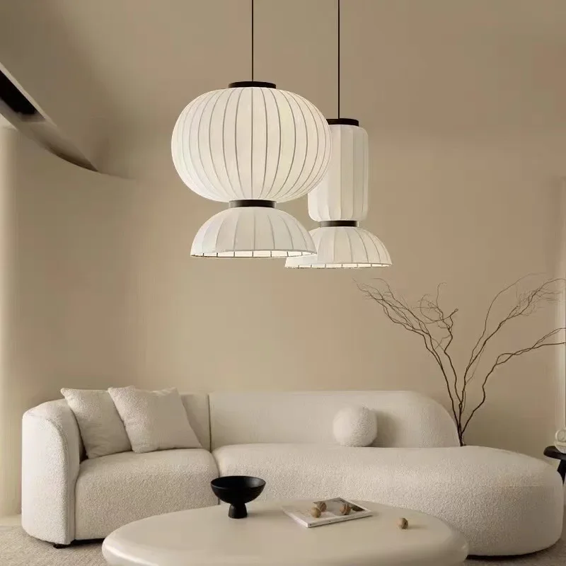 

Nordic Designer Silk Pendant Lights Modern Creative Quiet Style Chandeliers For Living Room Dining Bedroom Atmosphere Decor Lamp