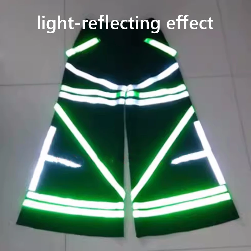 

Shuffle Dance Pants Cross Pattern Ghost Walk Luminous Reflective Bell-bottoms Pants Women Men Fashion Dancing Trousers Stock