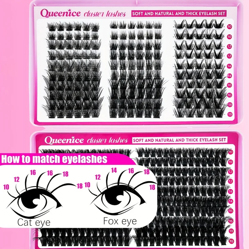 مجموعة أدوات تمديد الرموش الرقيقة مجموعات الرموش السميكة، رموش فردية من Wispy، D Curl، مقاسات مختلطة 10-18 مم أنواع مختلفة في مجموعة واحدة