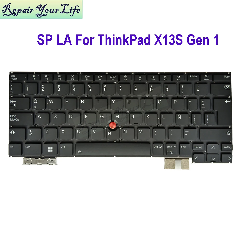 Teclado español latino retroiluminado para Lenovo ThinkPad X13s Gen 1 tipo 21BX 21BY TrackPoint retroiluminado para portátil SN21E04742