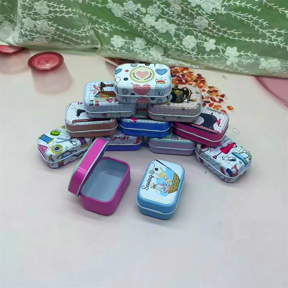 12pcs Vintage Sewing-Themed Metal Mini Storage Boxes Retro Craft Organizer for Buttons, Threads, Beads & Sewing Accessories