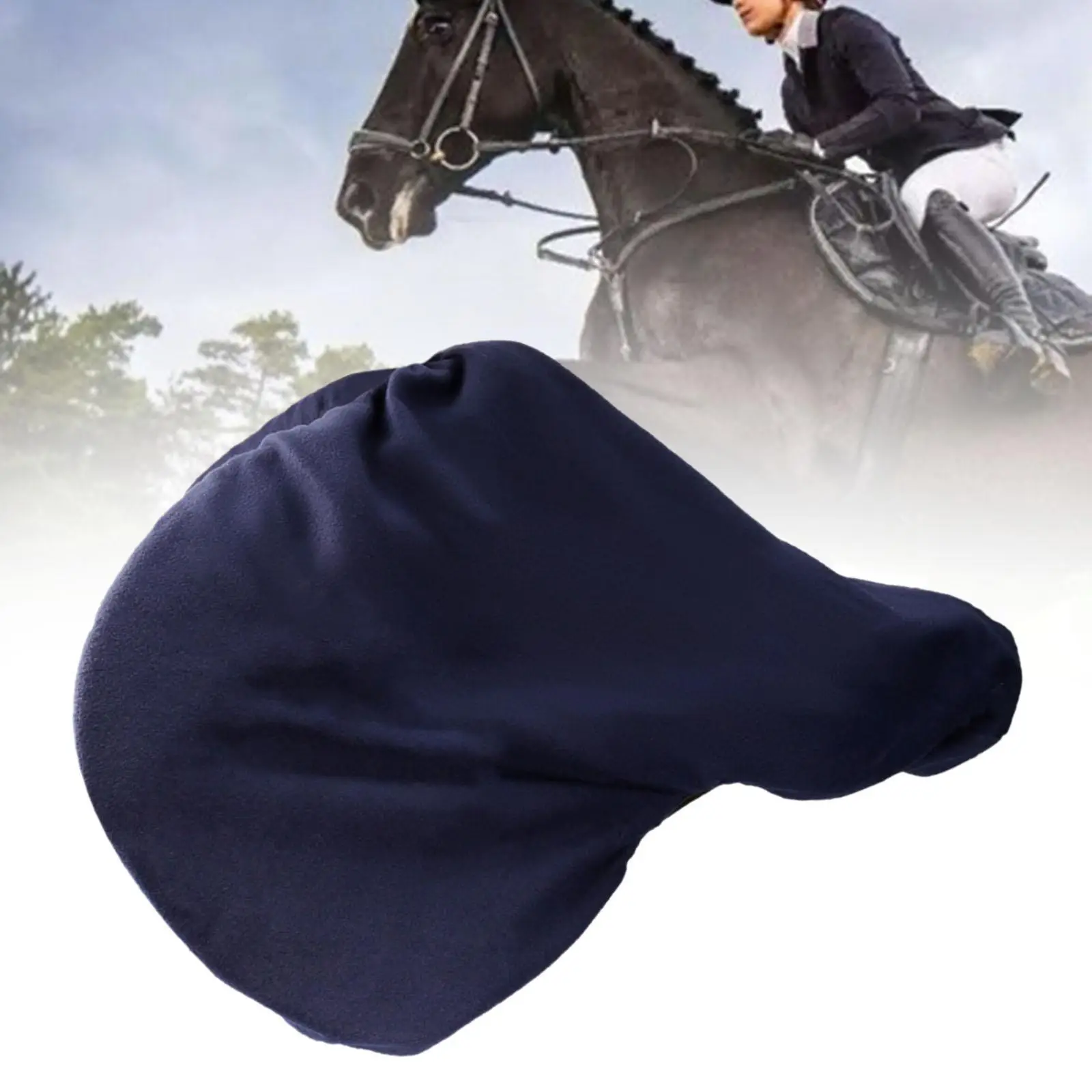 غطاء سرج الحصان، أربطة مرنة من الصوف، غلاف قابل للغسل، عملي ومحمول ومريح ومقاوم للغبار، غطاء حماية للسرج #3