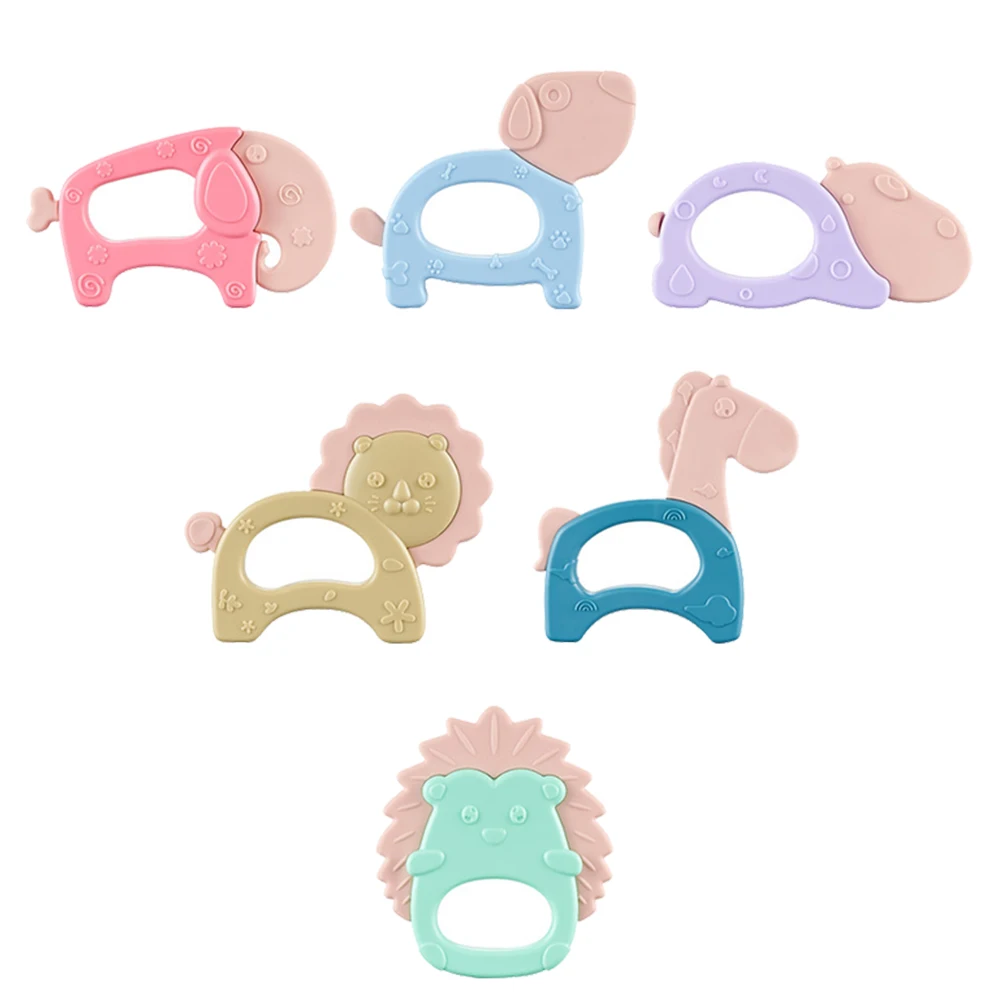Lot de 6 hochets de dentition pour bébé, forme animale, couleurs vives, à saisir facilement pour nouveau-nés, outil apaisant pour la dentition, hochet polyvalent