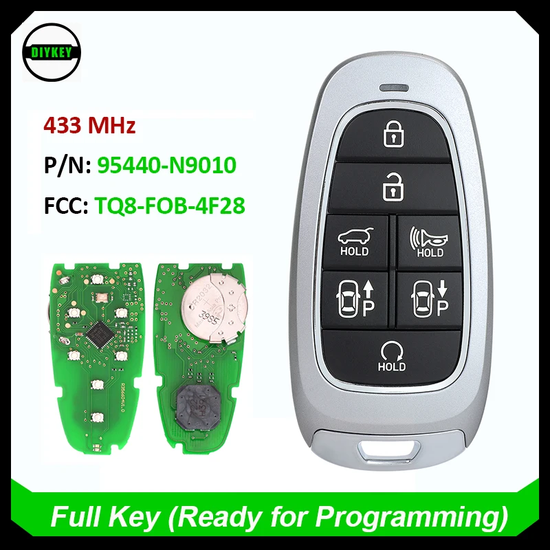 

DIYKEY 95440-N9010 для Hyundai Tucson 2022 2023, без ключа, с 7 кнопками, 433 МГц, 47 чипов, идентификатор FCC: Φ