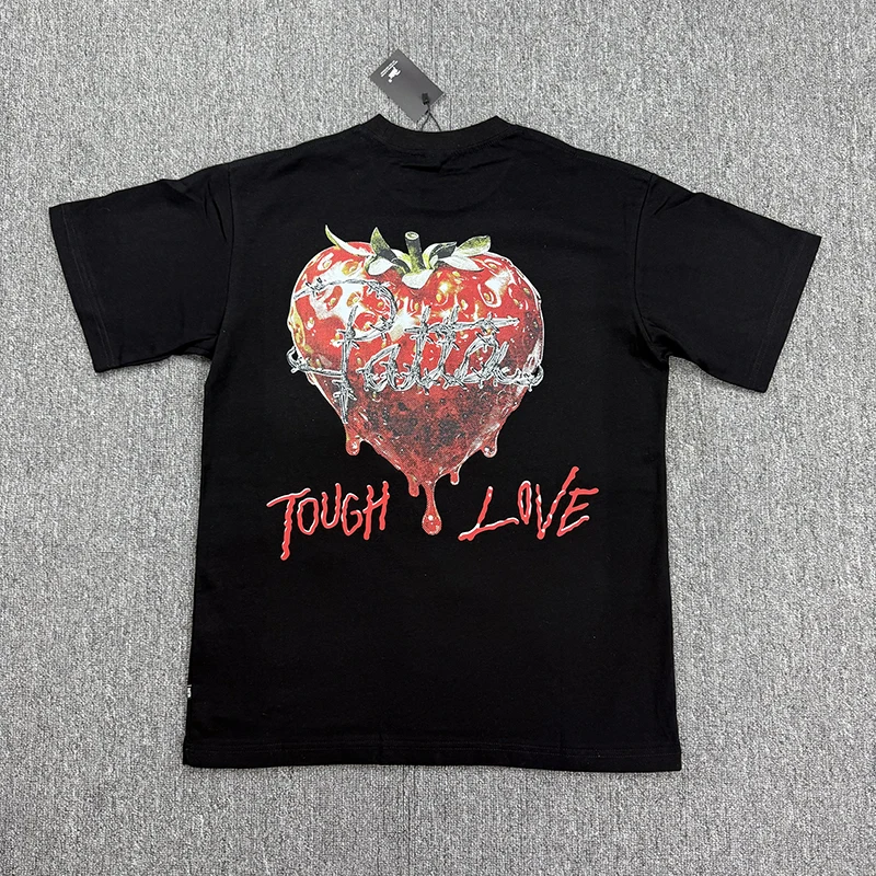 

Patta Short-sleeved T-shirt Red Heart Love Logo Print Cotton Streetwear Top Male and Female Sport Loose Tee
