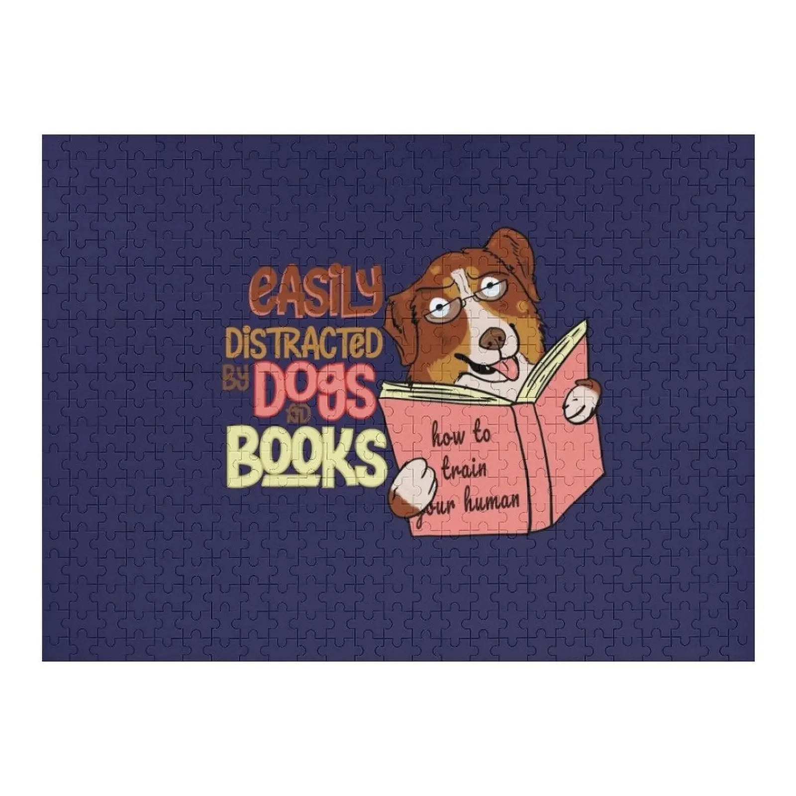 

Easily Distracted by Dogs and Books Australian Shepherd Jigsaw Puzzle Personalized Wooden Name Personalized Child Gift Puzzle