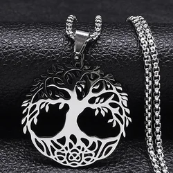 Trendy nieuwe hip-hop stijl hoge kwaliteit rvs tree of life hanger ketting voor mannen en vrouwen