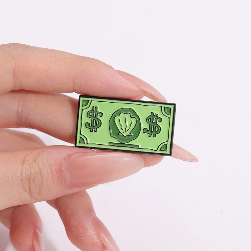 Money Collection Enamel Brooch Shell Dollar Geometric Banknote Lapel Badge Pins Jewelry Party Friends Gifts For Women Girls