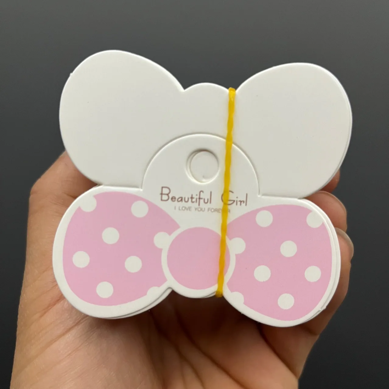 50pcs Cute Bowknot Packaging Paper Cards Foldable Tags for DIY Hairclip Barrettes Headwear Display Jewelry Wrap Hang Lables