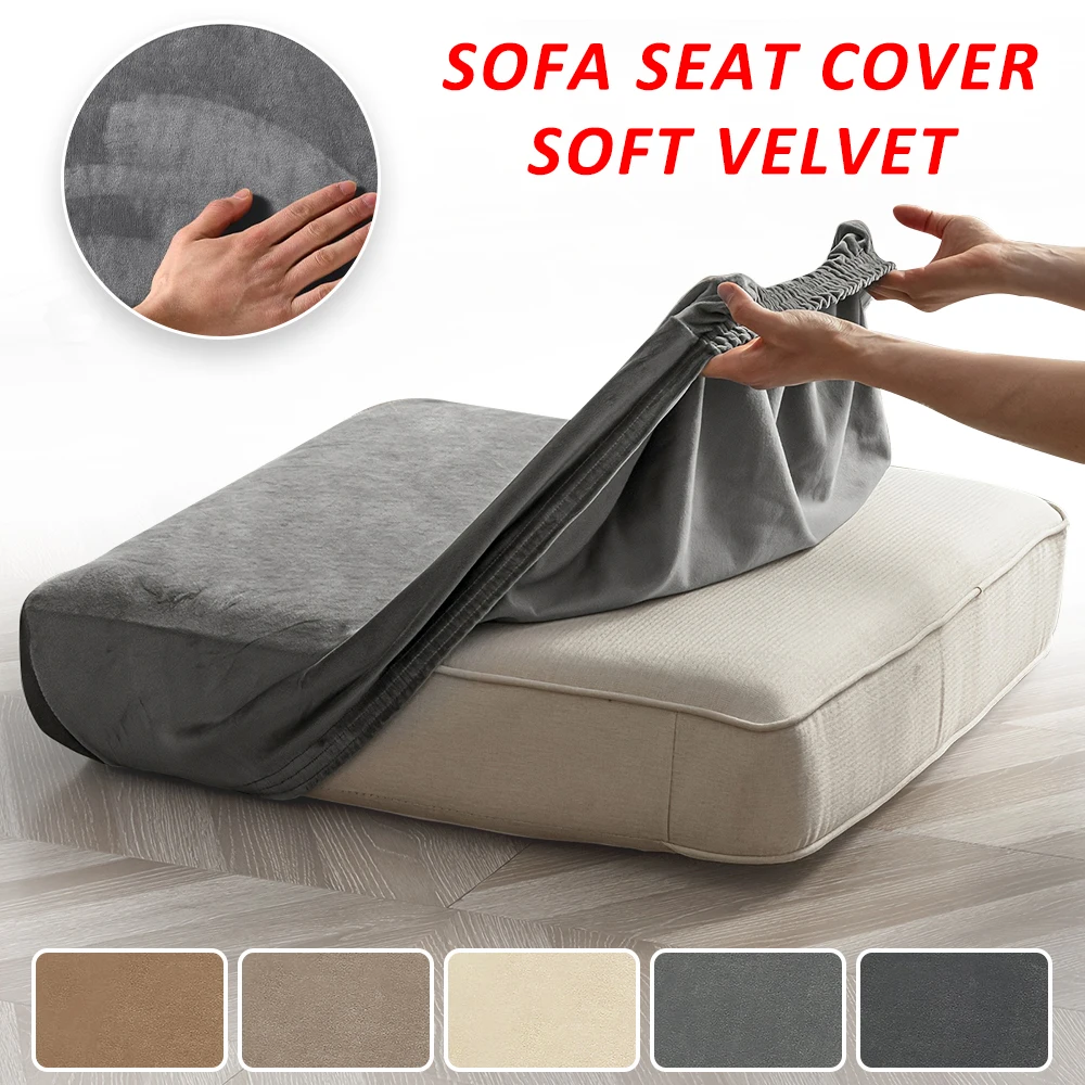 Super Soft Velvet Sofa Seat Cushion Cover Dustproof Stretchy Sofa Cover for Living Room Easy To Install Chaise Seat Home Decor