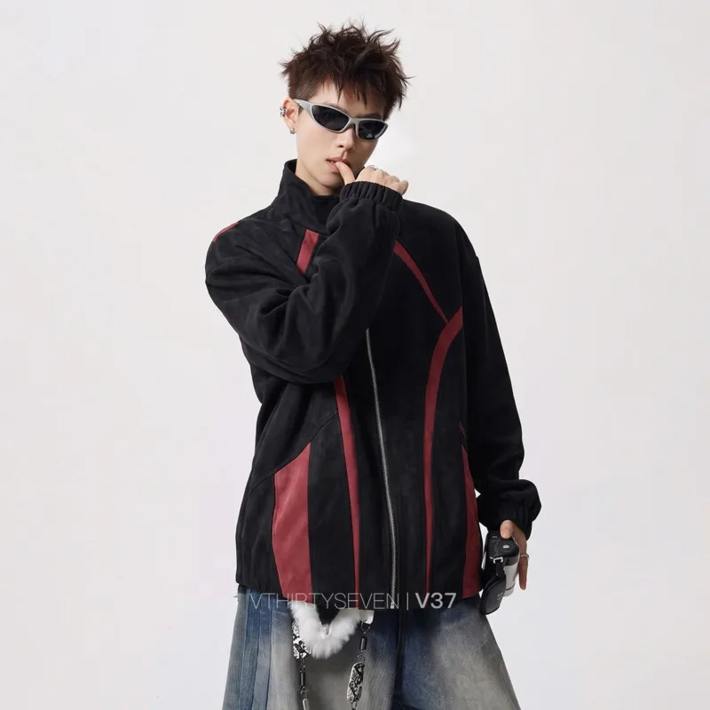 HKSH American Deconstructed Color-Block Stand Collar Jacket Trend Stylish Autumn New Men Tide Chic Ins Spliced Outerwear HK28721