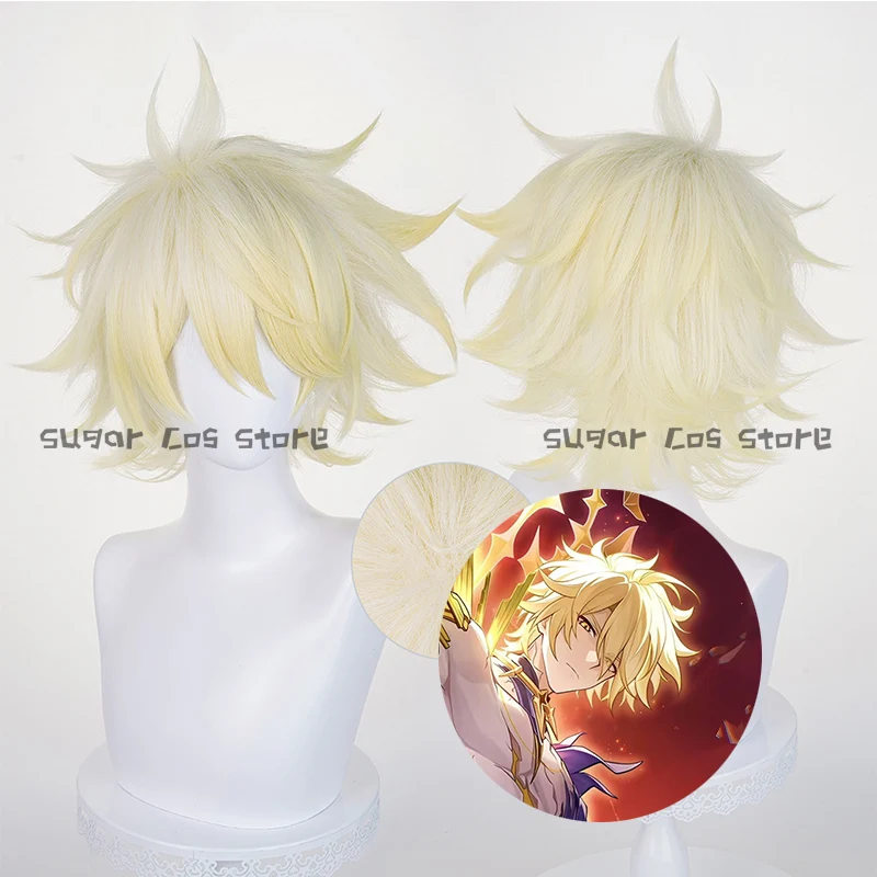 

Game Honkai: Star Rail Phainon Cosplay Wig HSR Boss Phainon 32cm Golden Short Hair Festival Halloween Party Props For Women Men