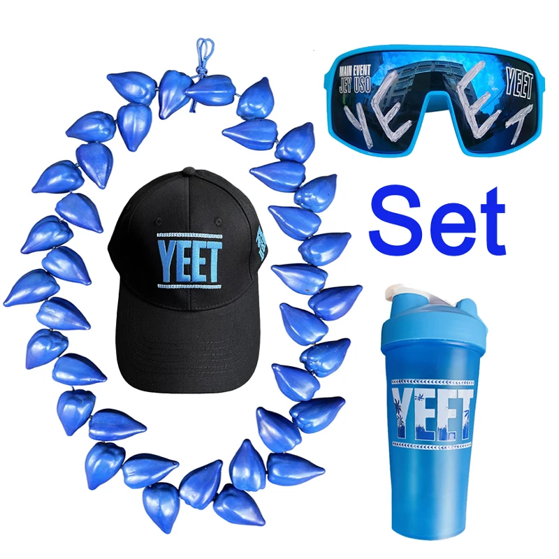 

YEET Jey Uso Samoan Blue Tribal Chief Roman Reigns Merch Necklace ULA FALA Blue Tribal Design Family Tribe Wrestling Fan Gift