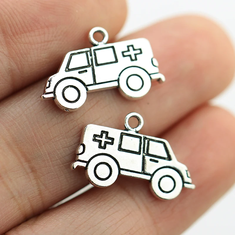 18pcs 21X13mm Antique Tibetan Silver Color Charms DIY Bracelet Necklace Pendant Accessories Ambulance