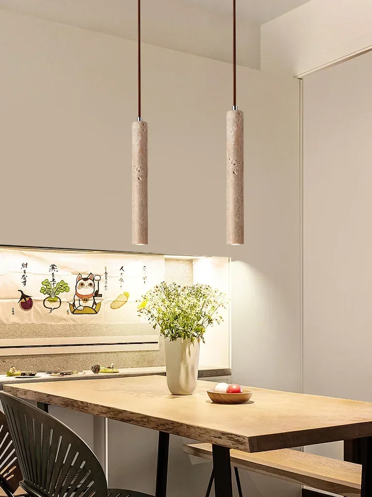 

Natural Travertine Led Pendant Lamp Suspension Ceiling Light Hanging for Bedroom Bedside DiningRoom Kitchen Island Chandelier