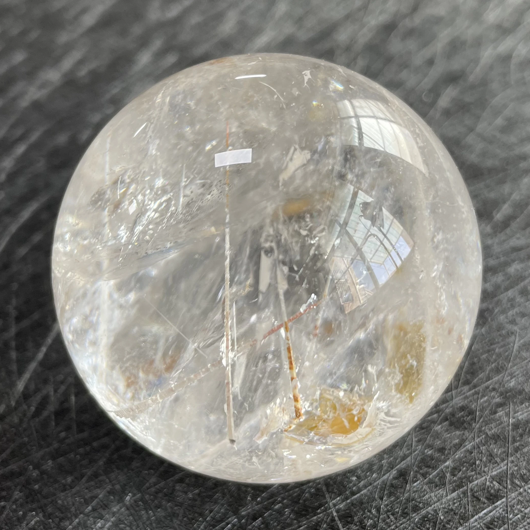 280g Natural Stone Tourmaline Clear Quartz Crystal Ball Rainbow Sphere Polished Rock Reiki Healing B677