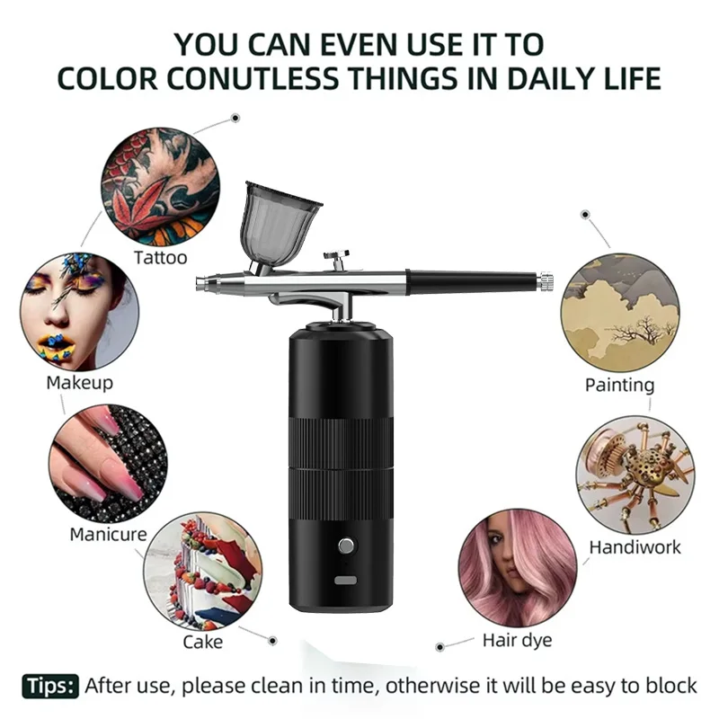 Oxygen Spray Mini Air Compressor Kit Air Brush Spray Nail Art Tattoo Process Nano Fog Nail Spray
