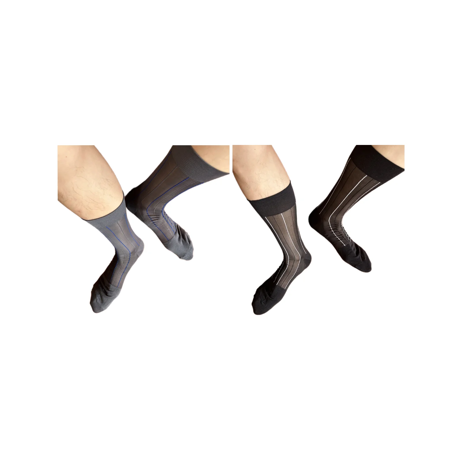 

Мужские деловые носки средней длины в рубчик, серые и черные, по 1 паре каждого цвета.