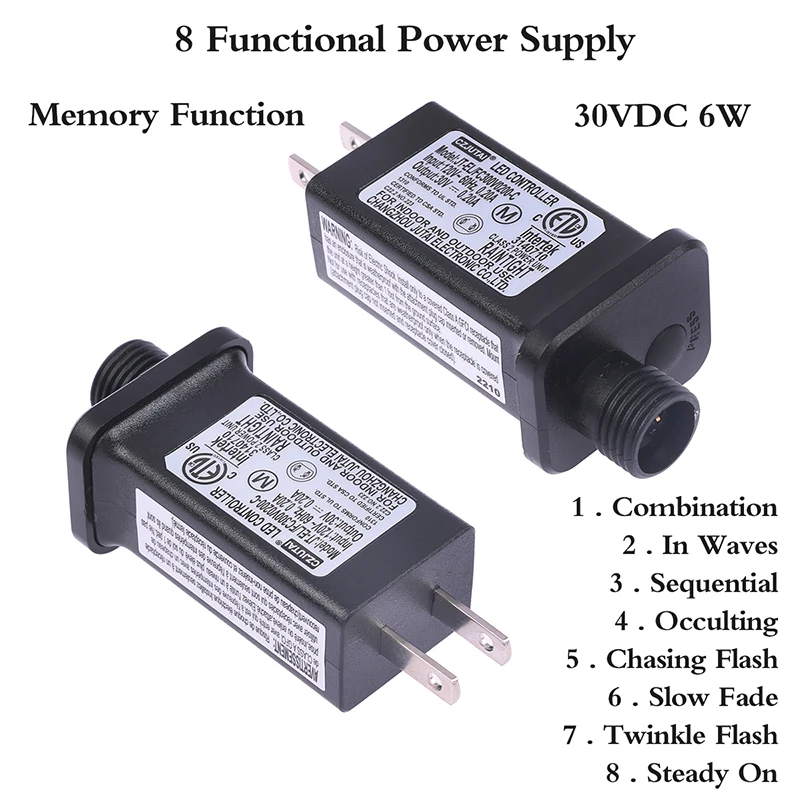 Nowy 1 szt. 8 funkcjonalny przełącznik SELV sterownik lampy LED EU | US | UK | AU Plug zasilacz oświetlenia laserowego 6W DC 30/31V